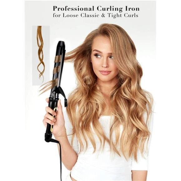 1.25 Inch Clipped Curling Iron with Extra Long Tourmaline Ceramic Barrel - Picture 2 of 7